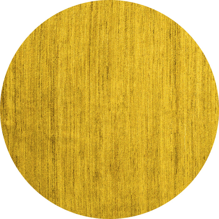 Round Abstract Yellow Modern Rug, abs4733yw