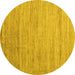 Round Abstract Yellow Modern Rug, abs4733yw