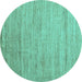 Round Abstract Turquoise Modern Rug, abs4733turq