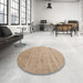 Round Machine Washable Abstract Orange Brown Rug in a Office, wshabs4733