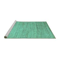 Sideview of Machine Washable Abstract Turquoise Modern Area Rugs, wshabs4733turq