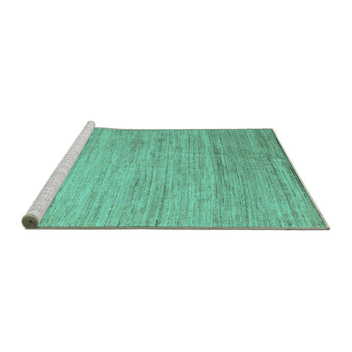 Sideview of Machine Washable Abstract Turquoise Modern Area Rugs, wshabs4733turq