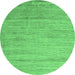 Round Abstract Emerald Green Modern Rug, abs4733emgrn