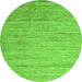 Round Machine Washable Abstract Green Modern Area Rugs, wshabs4733grn