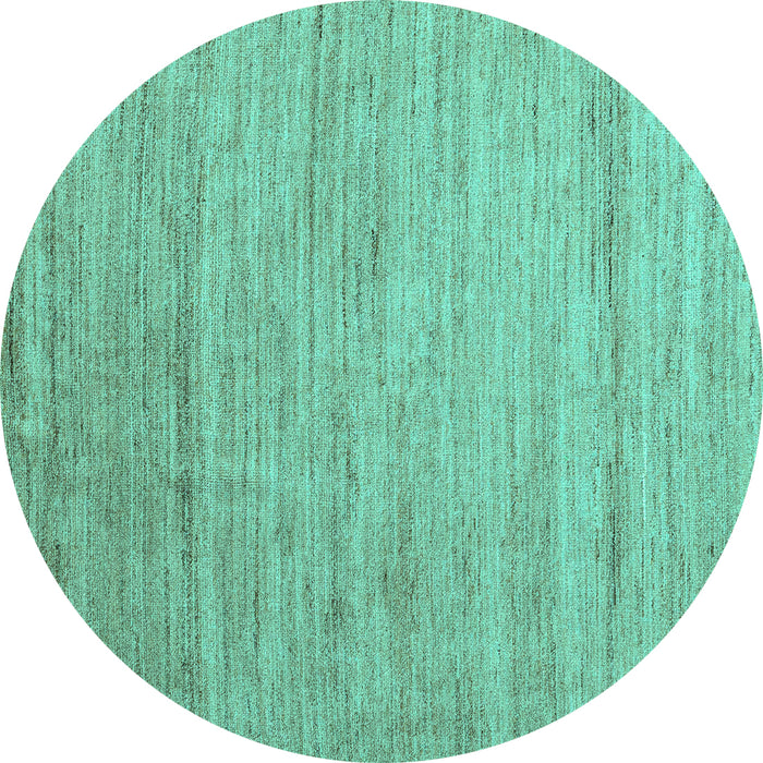 Round Machine Washable Abstract Turquoise Modern Area Rugs, wshabs4733turq