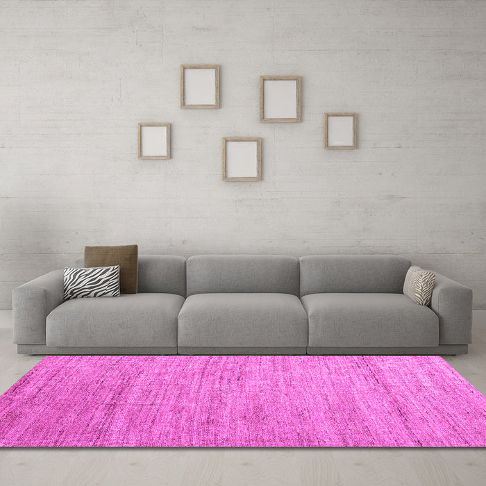 Machine Washable Abstract Pink Modern Rug in a Living Room, wshabs4733pnk
