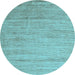 Round Abstract Light Blue Modern Rug, abs4733lblu