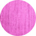 Round Machine Washable Abstract Pink Modern Rug, wshabs4733pnk