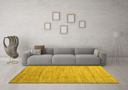 Machine Washable Abstract Yellow Modern Rug in a Living Room, wshabs4733yw