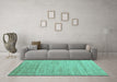 Machine Washable Abstract Turquoise Modern Area Rugs in a Living Room,, wshabs4733turq