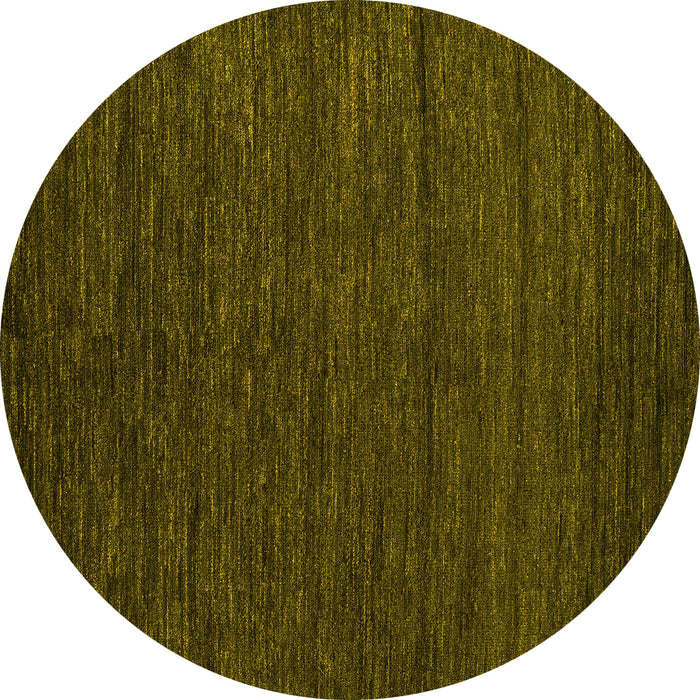 Round Machine Washable Abstract Yellow Modern Rug, wshabs4734yw