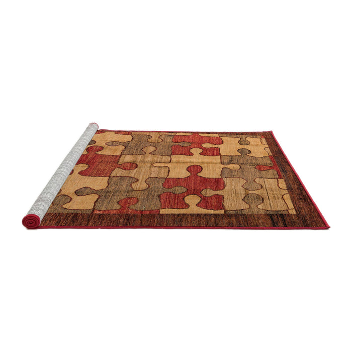 Sideview of Machine Washable Abstract Orange Rug, wshabs4735
