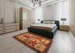 Abstract Orange Modern Rug in a Bedroom, abs4735