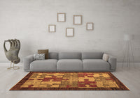 Machine Washable Abstract Brown Modern Rug, wshabs4735brn