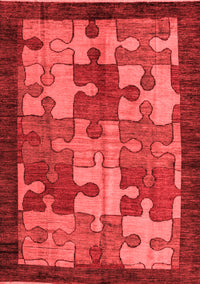 Abstract Red Modern Rug, abs4735red