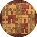 Round Machine Washable Abstract Brown Modern Rug, wshabs4735brn