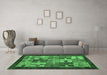 Machine Washable Abstract Emerald Green Modern Area Rugs in a Living Room,, wshabs4735emgrn