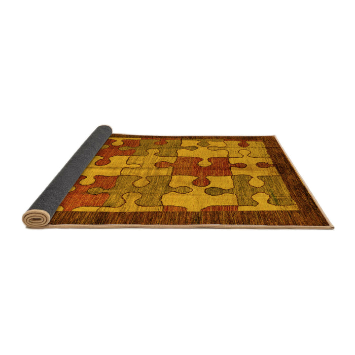 Sideview of Abstract Yellow Modern Rug, abs4735yw