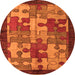 Round Abstract Orange Modern Rug, abs4735org