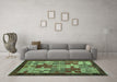 Machine Washable Abstract Turquoise Modern Area Rugs in a Living Room,, wshabs4735turq