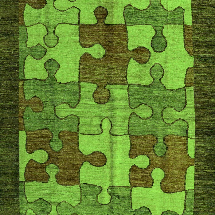Machine Washable Abstract Green Modern Area Rugs, wshabs4735grn