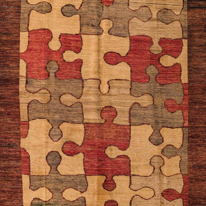 Machine Washable Abstract Orange Rug, wshabs4735