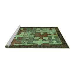 Sideview of Machine Washable Abstract Turquoise Modern Area Rugs, wshabs4735turq
