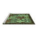 Sideview of Machine Washable Abstract Turquoise Modern Area Rugs, wshabs4735turq