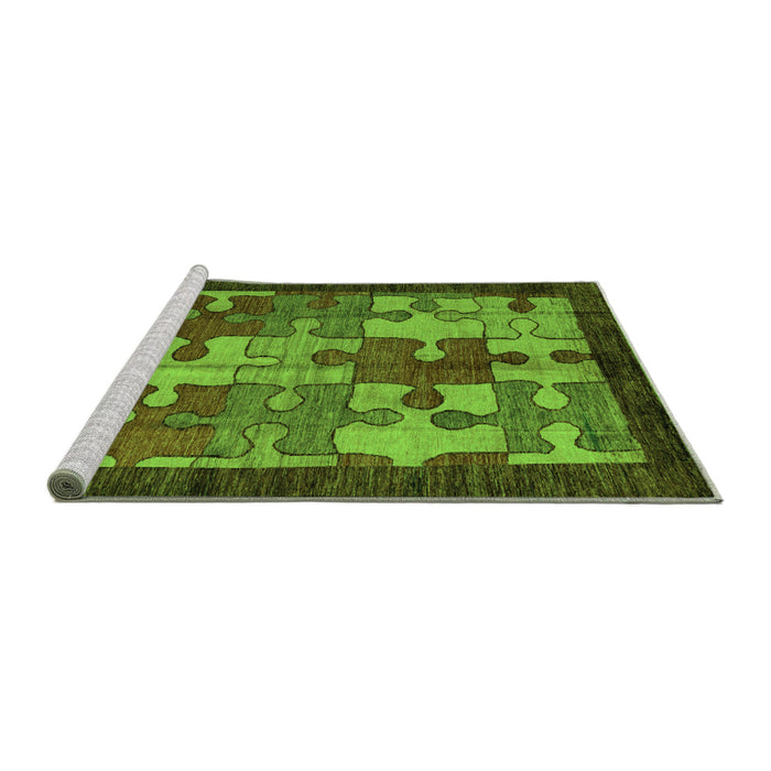 Sideview of Machine Washable Abstract Green Modern Area Rugs, wshabs4735grn