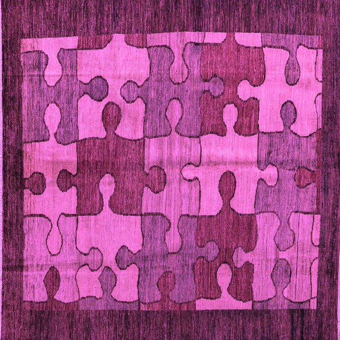 Square Machine Washable Abstract Purple Modern Area Rugs, wshabs4735pur