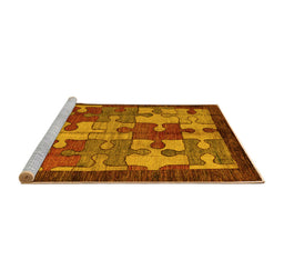 Sideview of Machine Washable Abstract Yellow Modern Rug, wshabs4735yw