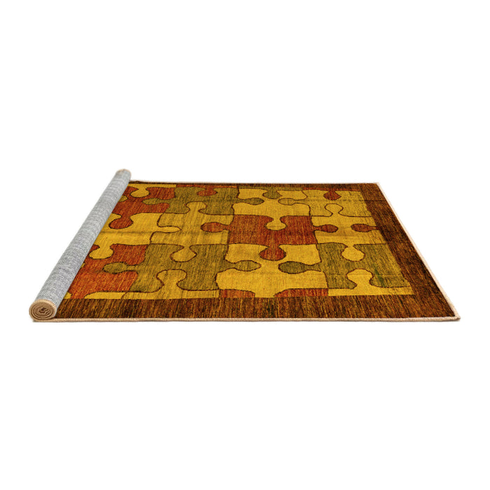 Sideview of Machine Washable Abstract Yellow Modern Rug, wshabs4735yw