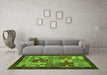 Machine Washable Abstract Green Modern Area Rugs in a Living Room,, wshabs4735grn