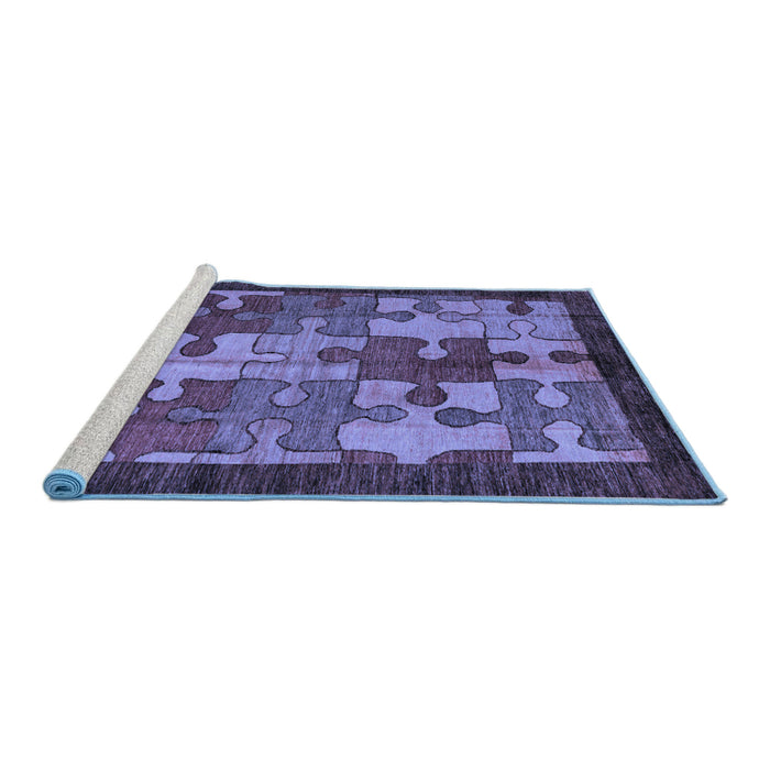 Sideview of Machine Washable Abstract Blue Modern Rug, wshabs4735blu