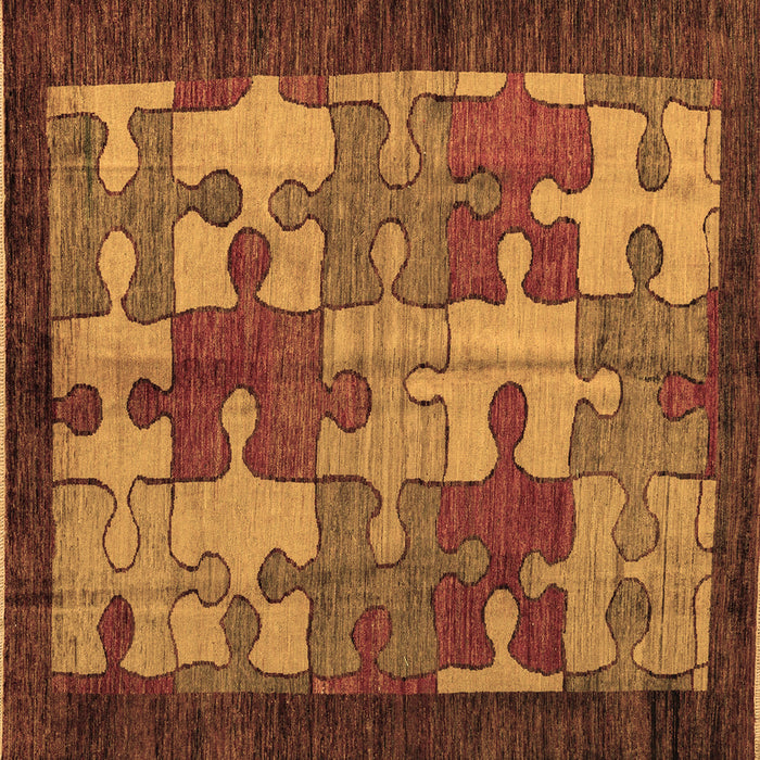 Square Abstract Brown Modern Rug, abs4735brn