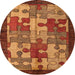 Round Abstract Orange Modern Rug, abs4735