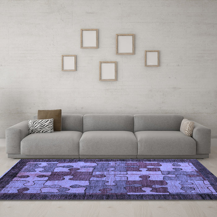Machine Washable Abstract Blue Modern Rug in a Living Room, wshabs4735blu