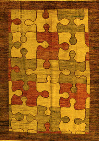 Abstract Yellow Modern Rug, abs4735yw