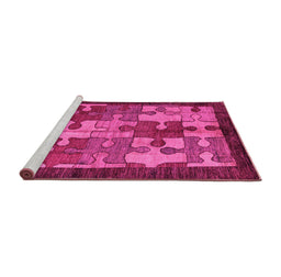Sideview of Machine Washable Abstract Pink Modern Rug, wshabs4735pnk
