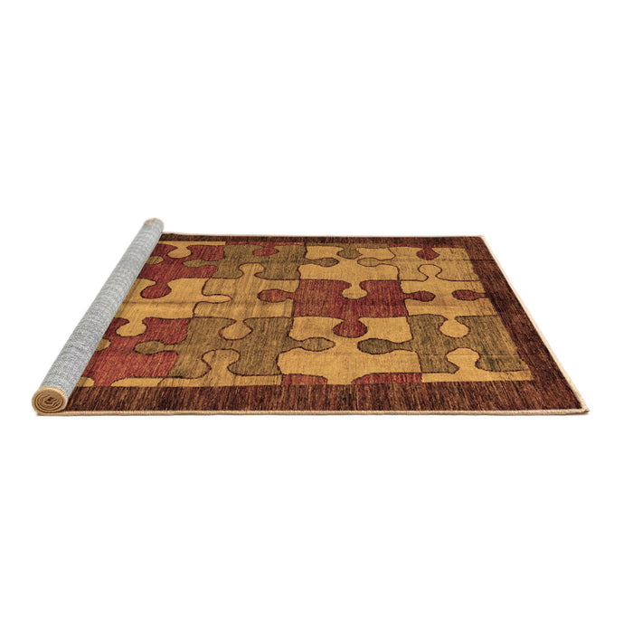 Sideview of Machine Washable Abstract Brown Modern Rug, wshabs4735brn