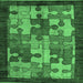 Square Abstract Emerald Green Modern Rug, abs4735emgrn