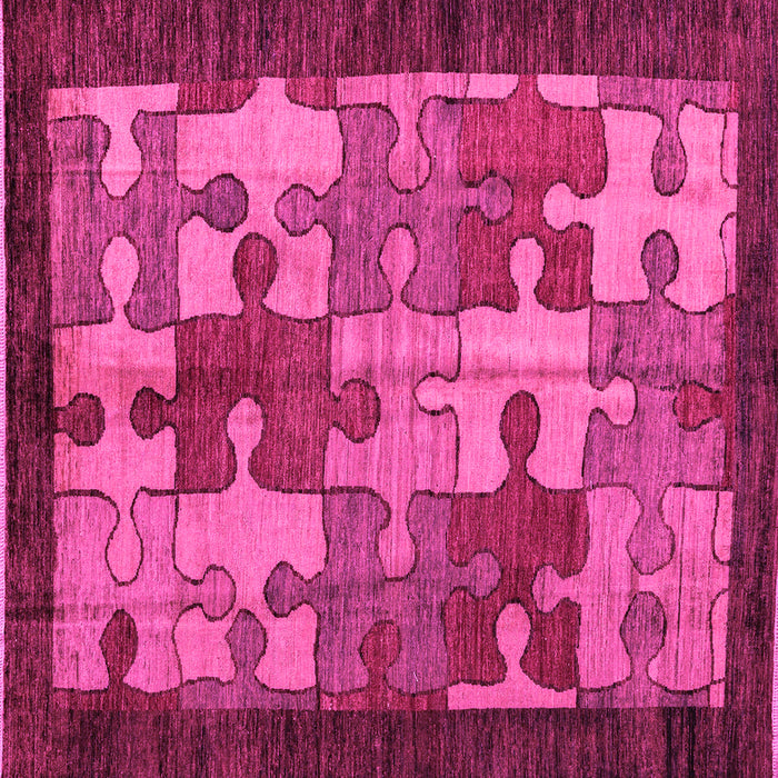 Square Machine Washable Abstract Pink Modern Rug, wshabs4735pnk