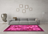 Machine Washable Abstract Pink Modern Rug, wshabs4735pnk