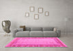 Machine Washable Abstract Pink Modern Rug in a Living Room, wshabs4736pnk