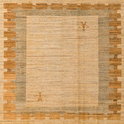 Square Machine Washable Abstract Orange Rug, wshabs4736