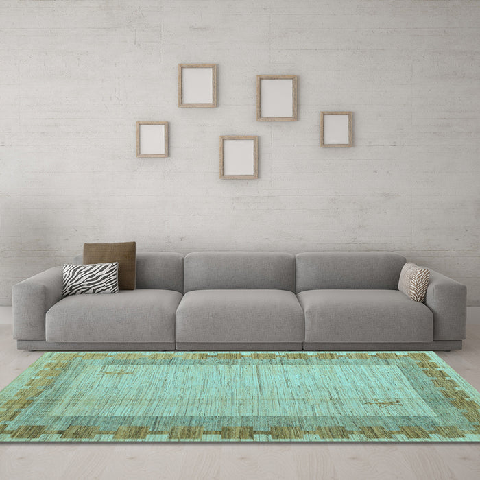 Machine Washable Abstract Light Blue Modern Rug in a Living Room, wshabs4736lblu