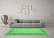 Machine Washable Abstract Emerald Green Modern Area Rugs in a Living Room,, wshabs4736emgrn