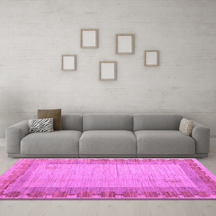 Machine Washable Abstract Purple Modern Area Rugs in a Living Room, wshabs4736pur