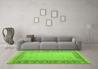 Machine Washable Abstract Green Modern Rug, wshabs4736grn