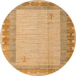 Round Machine Washable Abstract Orange Rug, wshabs4736
